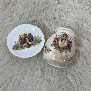 King Edward Queen Elizabeth Coronation China Pieces Vintage Shabby
